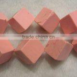 16" 20mm Pink Cube Shape Natural Loose Turquoise Beads thumbnail-1
