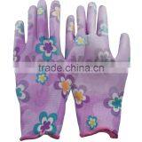 NMSAFETY EN388 13 Gauge Nylon or Polyester Liner Coated Flower Print PU Garden Gloves thumbnail-1