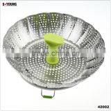 42002 Stainless Steel Foldable Vegetable Steamer Colander Filter thumbnail-1