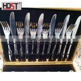 Cheap Wholesale Golden Delicate Boxes 24pcs Standard Quality Cutlery Set thumbnail-3