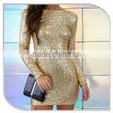 Long Sleeve One-piece With Full Sequin Tight Dress Bodycon Midi Pron Dress 2016 thumbnail-2