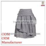 Designer Clothing Manufacturers in China Ladies A-lined Pleated Grey Wrap Skirt thumbnail-1