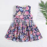 2017 Summer Girls Floral Print Flower Ball Gown Sleeveless Baby Children Clothes Infant Cotton Birthday Party Dresses thumbnail-2