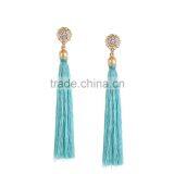 Bohemian Jewelry Zircon Gems With Long Colorful Tassel Charms Earrings for Women thumbnail-3