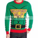 Men Green Sweater Faux-Muscle Pattern Christmas Sweater thumbnail-1