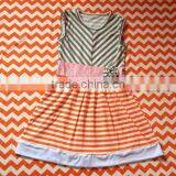 Kids Dancing Dresses Twill Stripe Cotton Dress With Flower Wholesale Toddler Girls Boutique Clothing Kids Stripe Ruffle Dress thumbnail-1