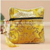 Yellow Zipper Pouch Bags, Jewelry Silk Pouch Bags, Gift Silk Pouch CH064 thumbnail-1