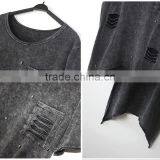 Casual Short in Front Long in Back Short Sleeve Chiffon Black T-Shirt thumbnail-3