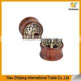 Oasis Plus Tree Of Life Oranic Wood Tunnels Double Flared Ear Stretcher Saddle Plugs Gauge thumbnail-3