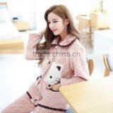 Top Quality Cartoon Pattern Print Fleece Women Pajamas Wholesale thumbnail-2