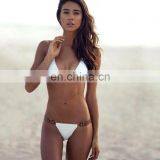 Europe And America White Leather Rivet Sexy Tether Swimming Suit thumbnail-1