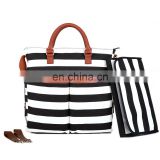 Baby Bag With Changing Pad - Black /White Stripe