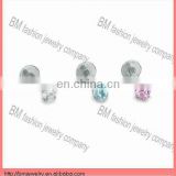 Stainless steel lip rings heart shaped crystal hot body piercing jewelry