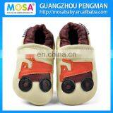 Newborn To Toddler Boy Beige Truck Leather Shoes Size 0-4 Years