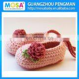 Wholesale Baby Girl Mary Jane's, Baby Booties, Crochet Shoes, Infant Girl Pink Rose Slippers thumbnail-1