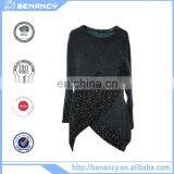 Gray Plus Size Long Sleeve Tunic Asymmetrical Hem Women Sweater Tunic thumbnail-3