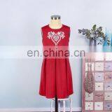 2019 Summer Women Girls Mommy and me Red Solid With Embroidery Flower Sleeveless Knee Length Work (this Link for Girls,1-8years) thumbnail-5