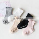 Носки для девочек-маленьких с антискользящим покрытием и рукавом. Носки из цельного хлопка для девочек с шариками. 10 цветов, 5 размеров