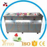 New Arrival Fried Ice Cream Machine Double Pan R404a Refrigerant 500mm/700mm Double Flat Pan Fried Ice Cream Machine thumbnail-1