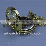 Golden alloy mechanical pocket watch