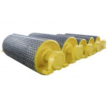AFNOR SS 400 Belt Conveyor Plain Rubber Lagging Drive Pulley for Iron Mine