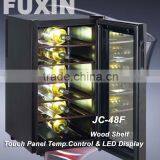 FUXIN:JC-48BFW.Thermoelectric wine chiller with wood shelf /Single zone wine cooler with 18Bottles,