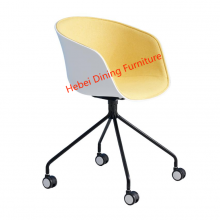 Dining Furniture Many Colors With Soft Neutral Fabric PP Plastic Chair With Wheels thumbnail-3