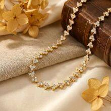 Lover Valentine's Day Gift Sparking Bling Round Love Heart Cubic Zirconia Cz Tennis Choker Necklace For Women Girlfriend thumbnail-3