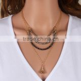 2015 YiWu Hand made crystal beads pagoda multilayer necklace