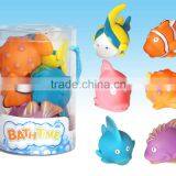 hot sale squirt baby bath toys, mixed sort pvc shower toys, oem bathtoys for kids and babies