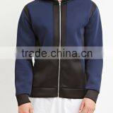 2015 Colorblock Patchwork Short Lightweight Zip Up Knit Hoodie for Men thumbnail-2