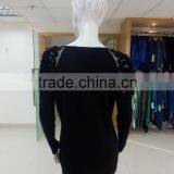 New Stylish 60%rayon 40%cotton 12gg Plain Stitch With Rose Flower Embroidery on Shoulder Knitwear Sweater thumbnail-5