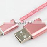 Fast power supply 2A alloy nylon braided USB Cable for iphone 6/6s/Samsung