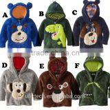 Blue Cool Black Bear Design Zipper Hoodies Cartoon Hat Coral Velvet Fabric Kids Jackets Clothes Winter Warm Kids Coat thumbnail-5