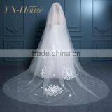 Beautiful Lace Appliqued Trim Floor Length 3 Meter Long Wedding Bridal Veil thumbnail-4