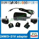 25v 12v 14.4v Power Adapter Input 100 240v ac 50/60hz With Interchangeable Plug Adapter