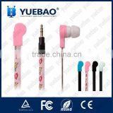 Colorful flat cable printing earphone for samsung galaxy