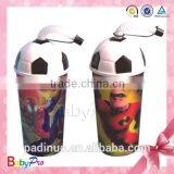 2015 Hot Sale Promotional Football Shape Water Cup With Straw