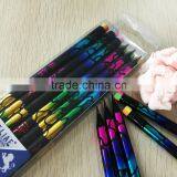 Standard Size Round Shape Black Wood Heat Rolling Rainbow Laser HB Pencil Sharpened With Rainbow Eraser thumbnail-2