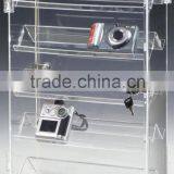 Clear 5 Tiers Rotating Acrylic Camera Showcase,acrylic Camera Rack,acrylic Camera Display With Lock