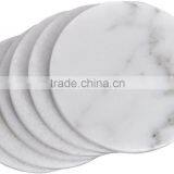 White Marble Round Shape 6pc Coaster Set in Wholesale thumbnail-1