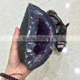 Natural Amethyst Crescent Geode Uruguay Smile Crystal Ornaments