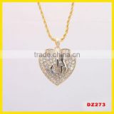 18kgp rhinestone gold heart necklace allah pendant Islamic jewelry