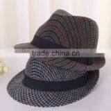 cheap fashion grid hats with satin bandsfor wowen/ brim grid hat