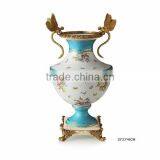 Elegant Design Huge Ceramic Prize Cup With Bronze Bird's Handles, Elegant Blue and White Painting Porcelain Trophy Vase thumbnail-5