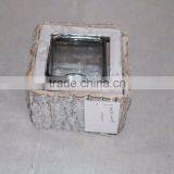 Hot Sell White Gray Color Retangle Wooden Candle Holder Glass for Decoration thumbnail-1