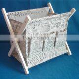 Factory Price Foldable Wooden Newspaper Holder With Fabric Wholesale thumbnail-2