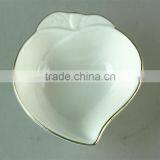 At Fire Sale Prices Beautiful Gold Edge Peach-shaped Super White Ceramic Dinner Dish for Restaurant,ceramic Dishes for Wholesale thumbnail-2