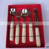 Steel Cutlery Set With Fluted Bone Handle in Mirror Polish Finish thumbnail-1