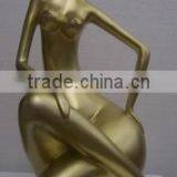 Bronze Gold Color Fat Woman Art Sculpture for Sale thumbnail-1